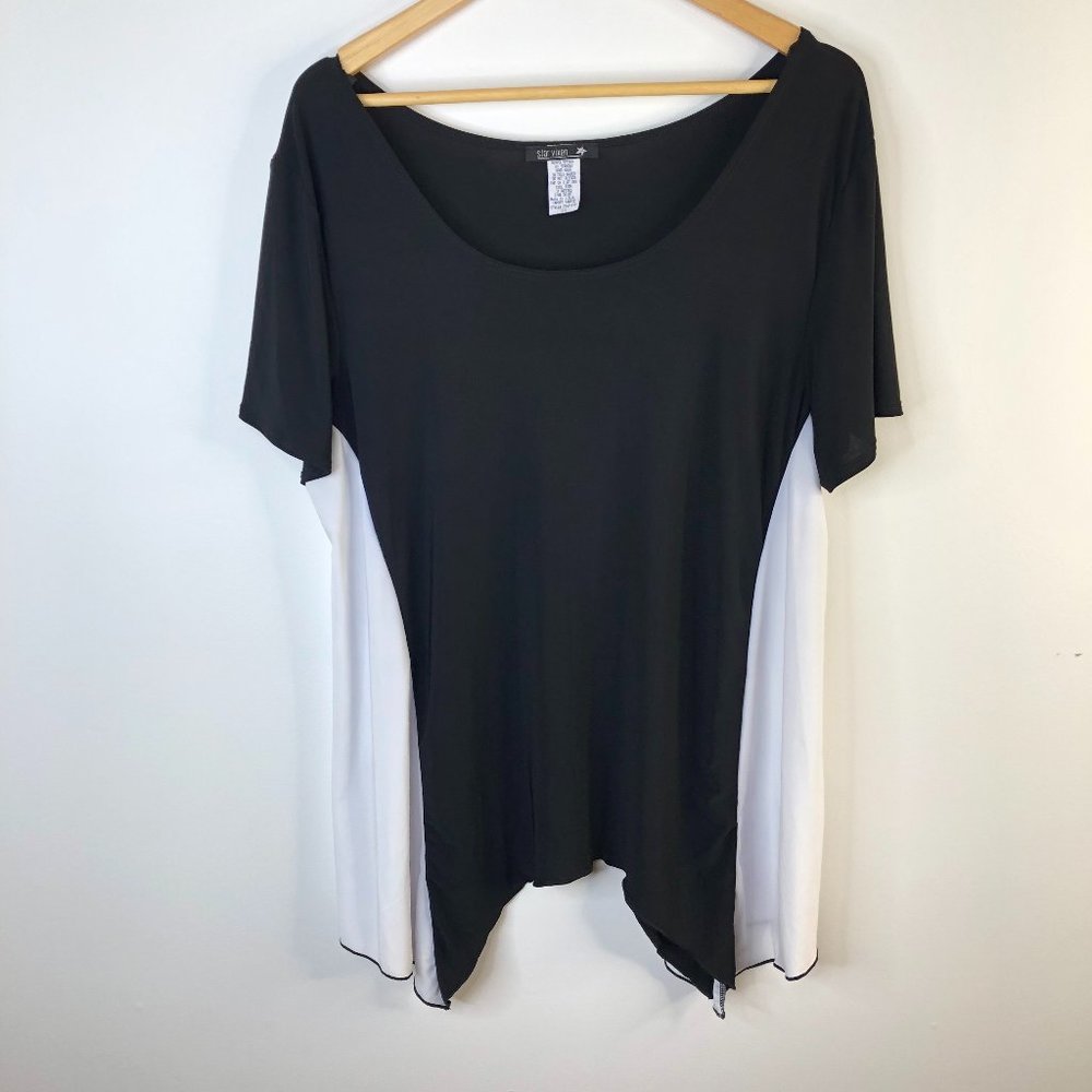 Star Vixen Women Black White Short Sleeve Top Blouse Size 3X